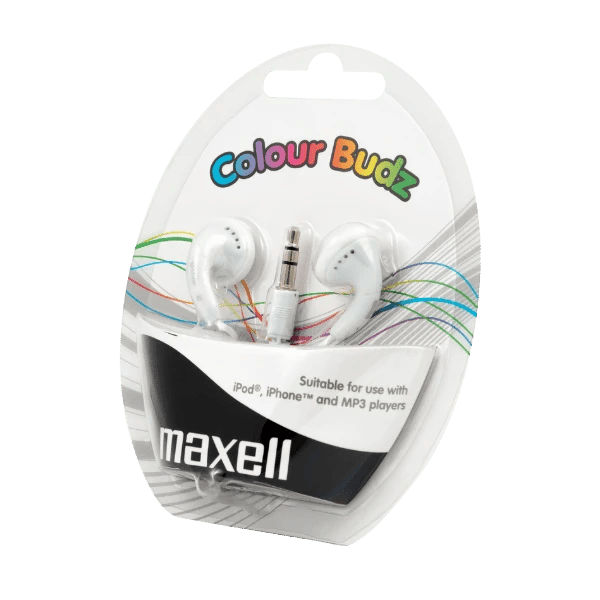 Maxell Colour Budz kleur Wit - 303484 - 3.5 mm aansluiting - Kabellengte 1.2 meter